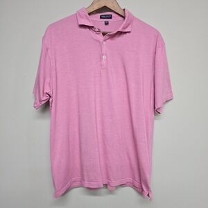 Peter Millar Crown Crafted Polo Mens L Pink Short Sleeve Cotton Modal Preppy